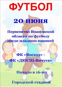 20 июня на Городском стадионе состоится Первенство Ивановской области по футболу среди младших юношей! 